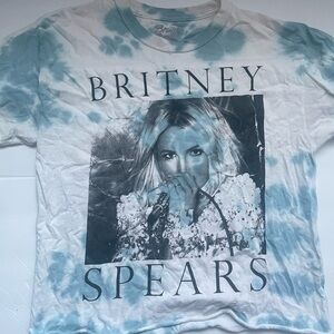 Small Blue and White Tie-Dye Britney Spears Cropped Short Sleeve Tee